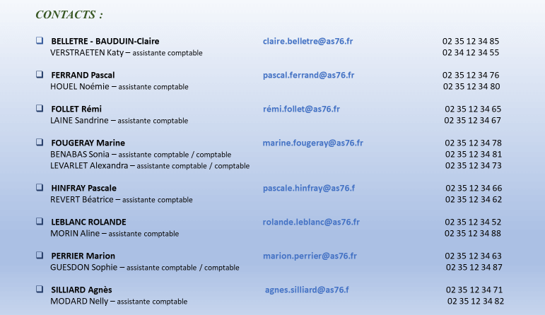 Organigramme AS76 comptabilite